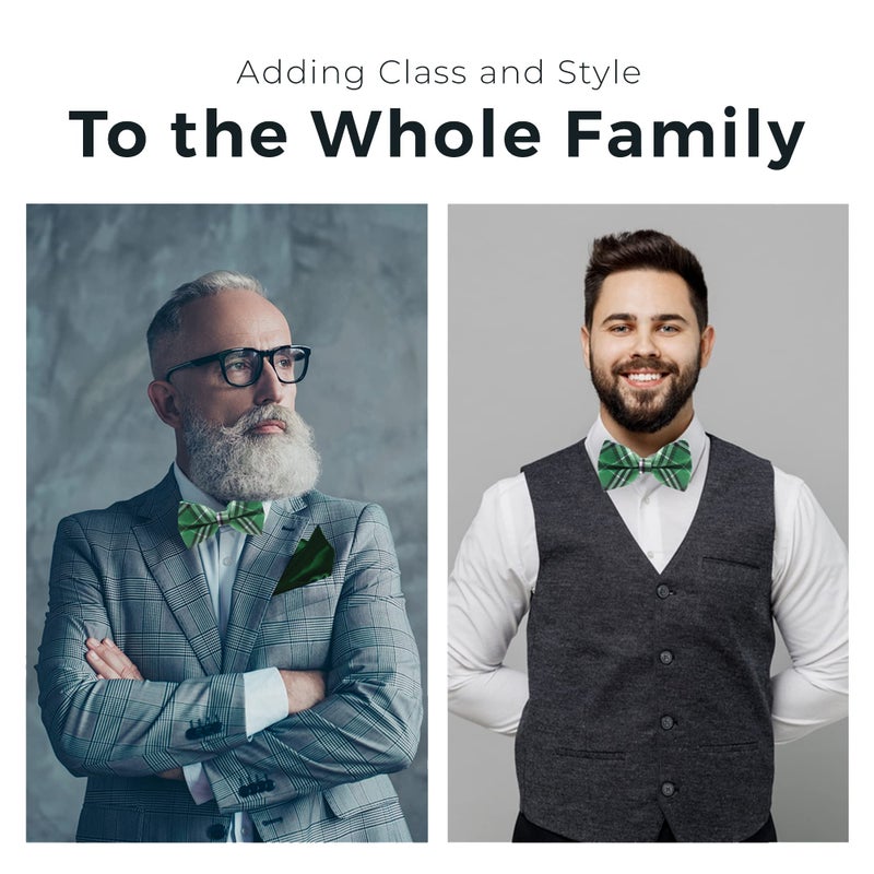 Man of Men Bow Ties for Men - Green Plaid Bow Tie - Image 4